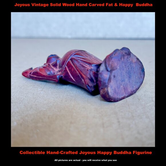 Joyous Vintage Solid Wood Hand Carved Fat & Happy Hotei Buddha - Picture 9 of 9